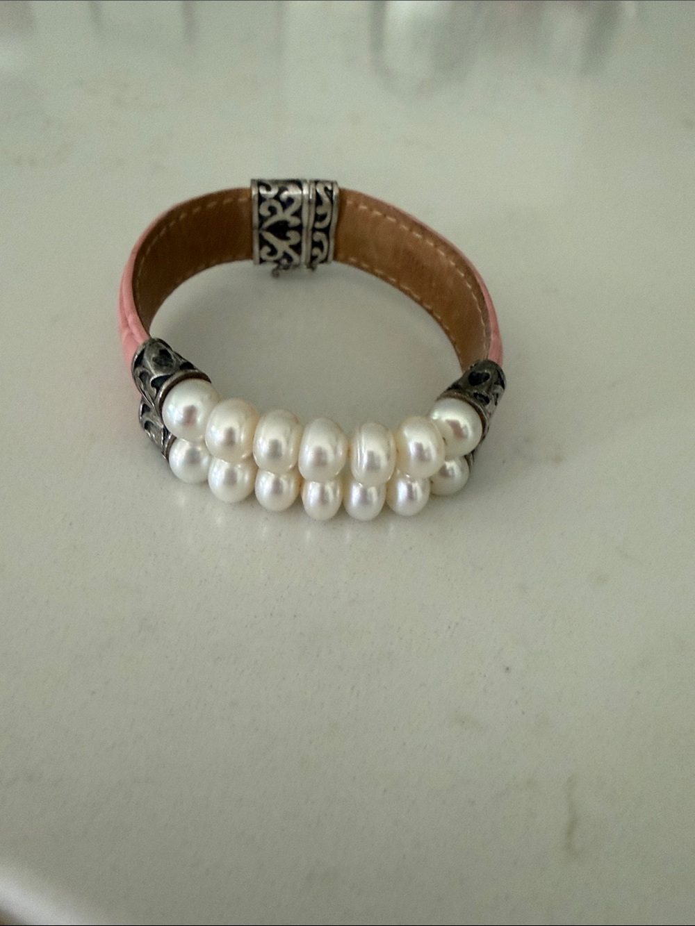 Honora Pink Leather Bracelet with Freshwater Pearls and Silver Accents